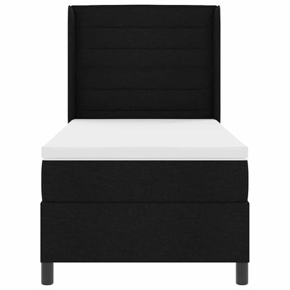 LED Boxspringbett mit Matratze Schwarz 90 x 200 cm Stoff