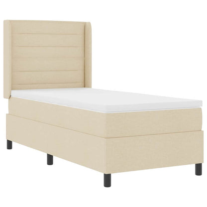 LED Boxspringbett mit Matratze Creme 90 x 200 cm Stoff