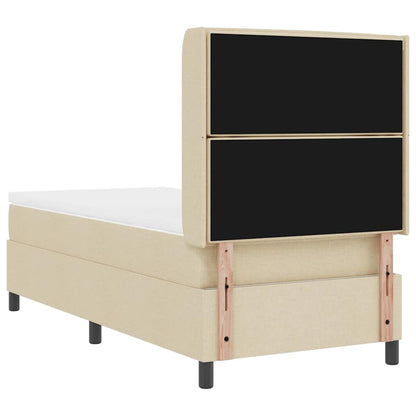 LED Boxspringbett mit Matratze Creme 90 x 200 cm Stoff