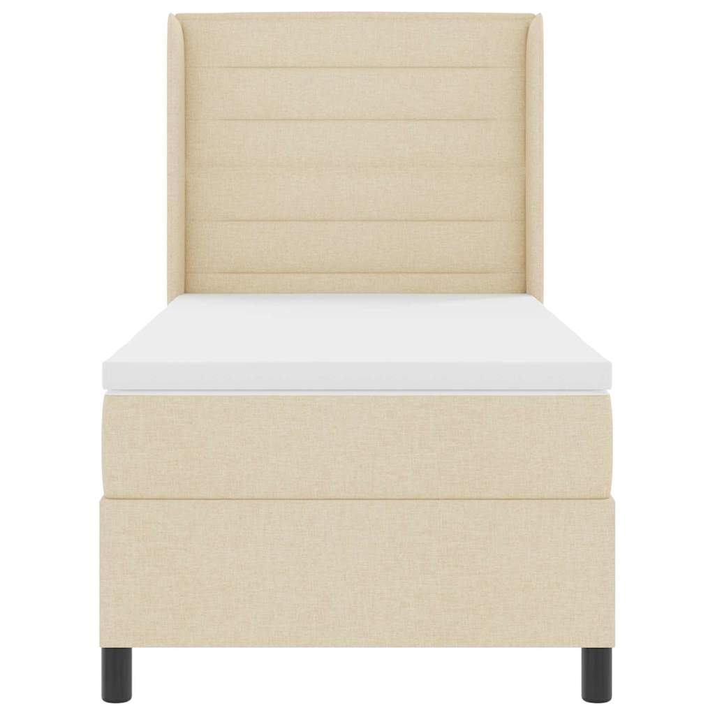 LED Boxspringbett mit Matratze Creme 90 x 200 cm Stoff