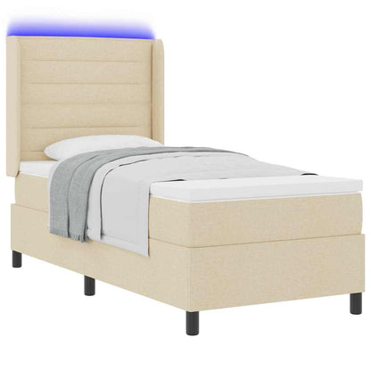 LED Boxspringbett mit Matratze Creme 90 x 200 cm Stoff