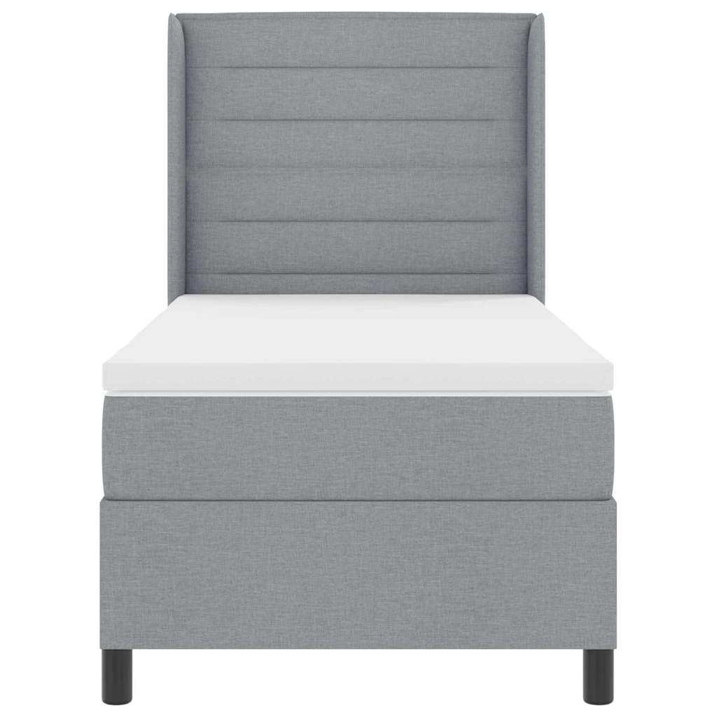 LED Boxspringbett mit Matratze Hellgrau 100 x 200 cm Stoff