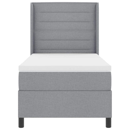 LED Boxspringbett mit Matratze Hellgrau 100 x 200 cm Stoff