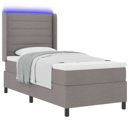 LED Boxspringbett mit Matratze Taupe 100 x 200 cm Stoff