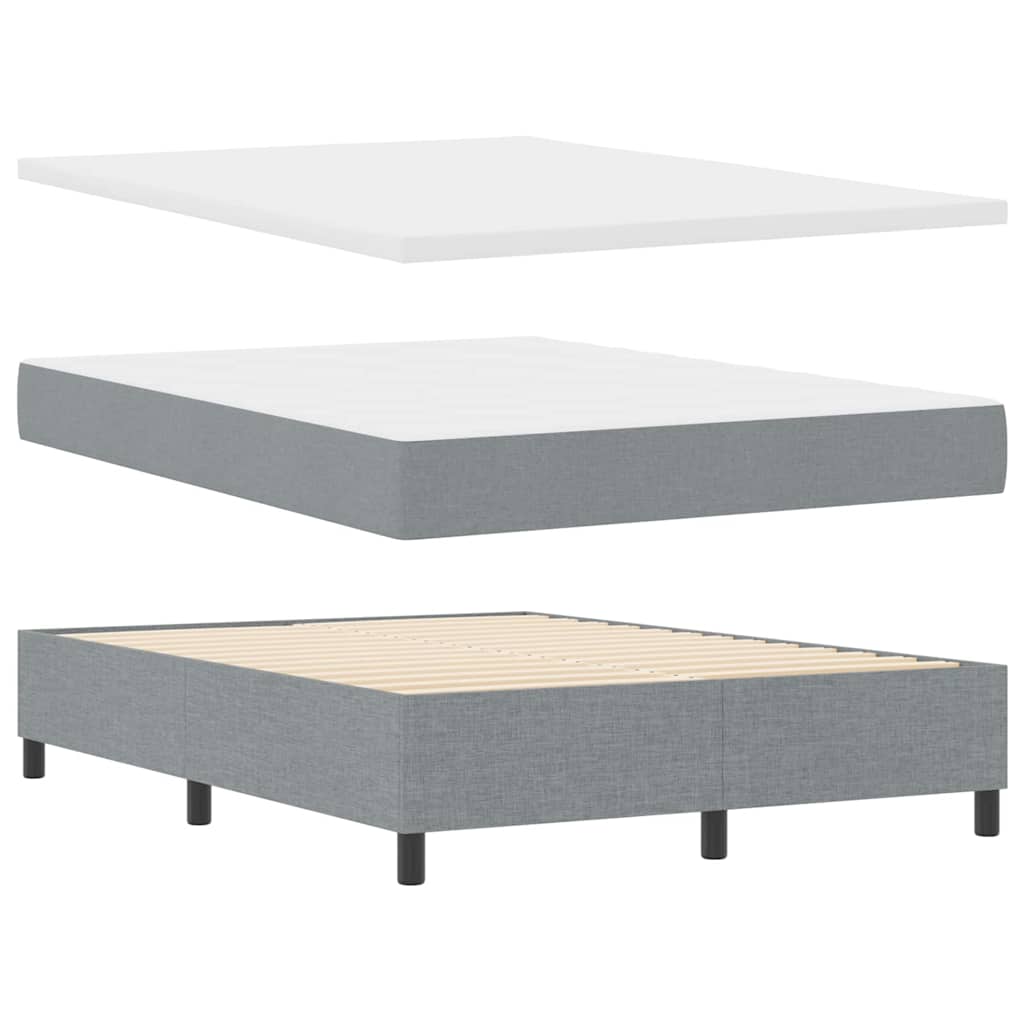 vidaXL LED Boxspringbett mit Matratze Hellgrau 140 x 190 cm Stoff