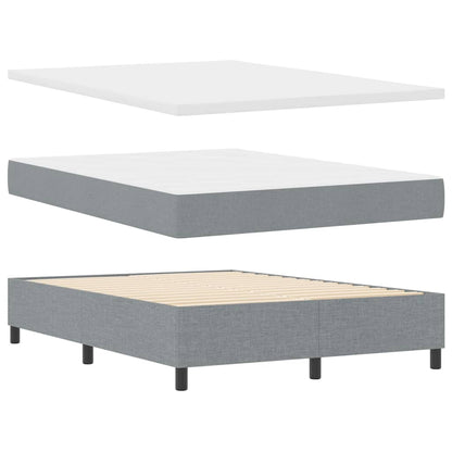 vidaXL LED Boxspringbett mit Matratze Hellgrau 140 x 190 cm Stoff