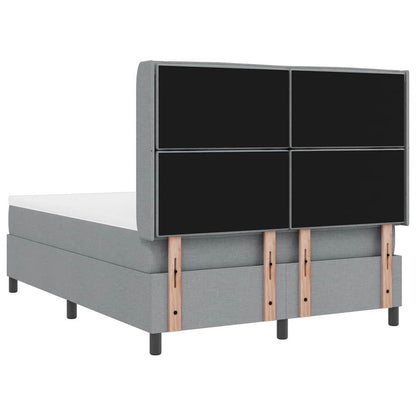 vidaXL LED Boxspringbett mit Matratze Hellgrau 140 x 190 cm Stoff
