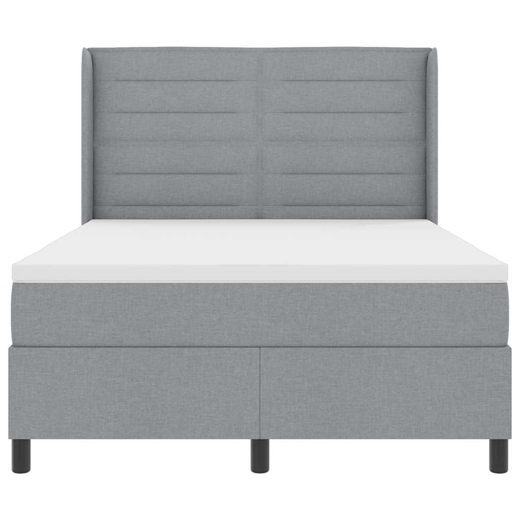 vidaXL LED Boxspringbett mit Matratze Hellgrau 140 x 190 cm Stoff