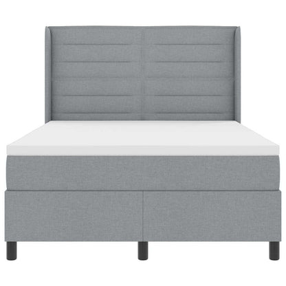vidaXL LED Boxspringbett mit Matratze Hellgrau 140 x 190 cm Stoff