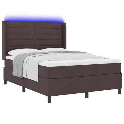 LED Boxspringbett mit Matratze Dunkelbraun 140 x 190 cm Stoff