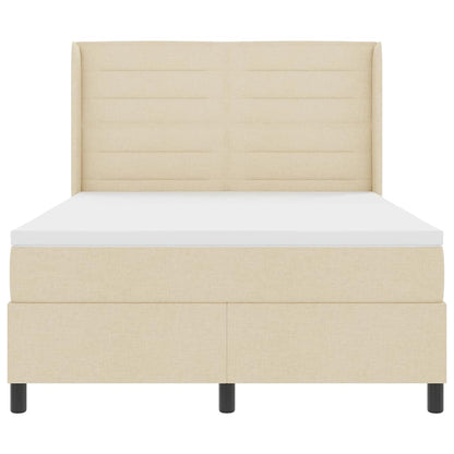 LED Boxspringbett mit Matratze Creme 140 x 190 cm Stoff