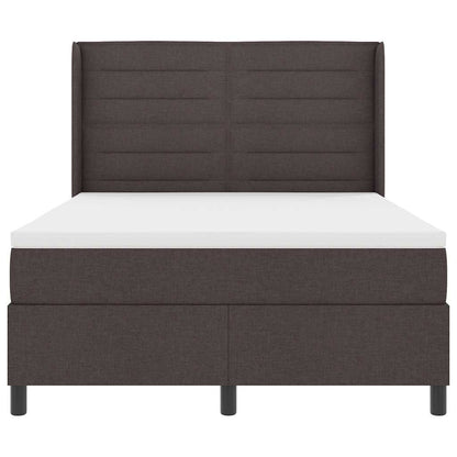 LED Boxspringbett mit Matratze Dunkelbraun 140 x 200 cm Stoff