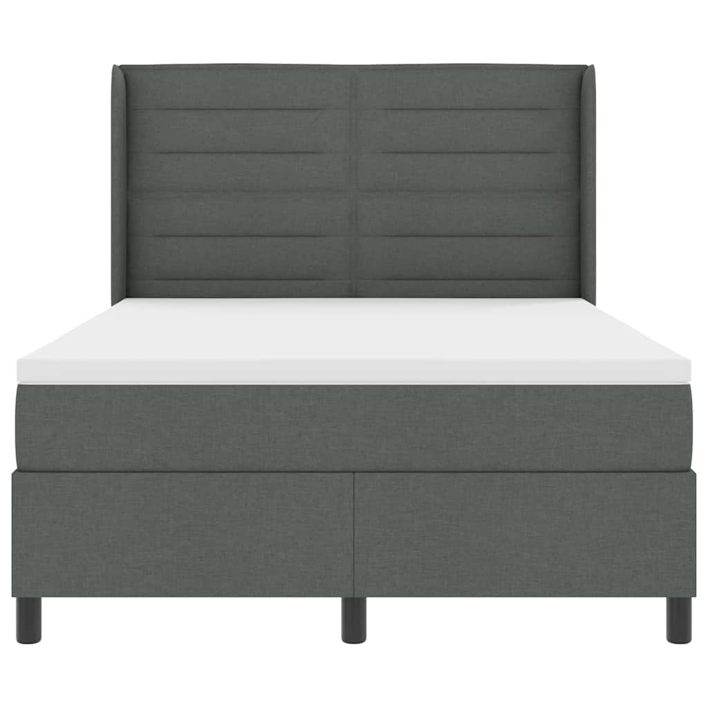 LED Boxspringbett mit Matratze Dunkelgrau 160 x 200 cm Stoff