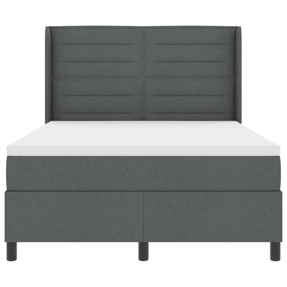 LED Boxspringbett mit Matratze Dunkelgrau 160 x 200 cm Stoff