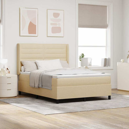 LED Boxspringbett mit Matratze Creme 160 x 200 cm Stoff