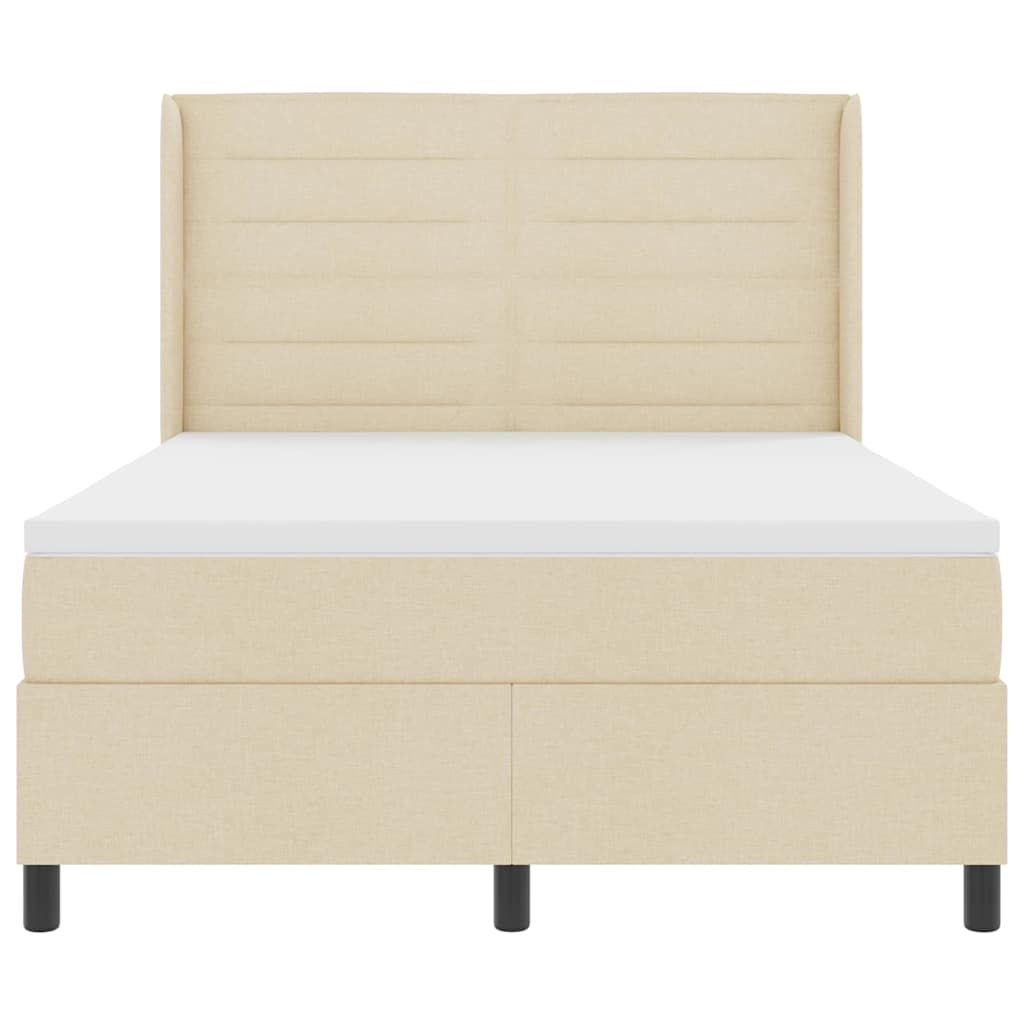 LED Boxspringbett mit Matratze Creme 160 x 200 cm Stoff