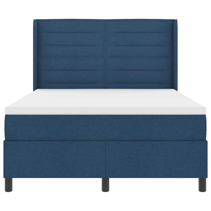 LED Boxspringbett mit Matratze Blau 160 x 200 cm Stoff