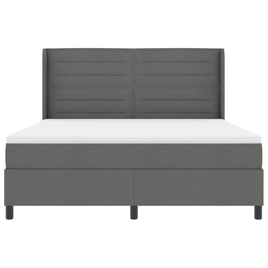 LED Boxspringbett mit Matratze Dunkelgrau 180 x 200 cm Stoff