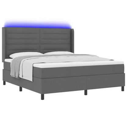 LED Boxspringbett mit Matratze Dunkelgrau 180 x 200 cm Stoff