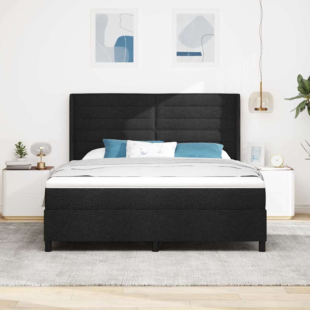 LED Boxspringbett mit Matratze Schwarz 180 x 200 cm Stoff