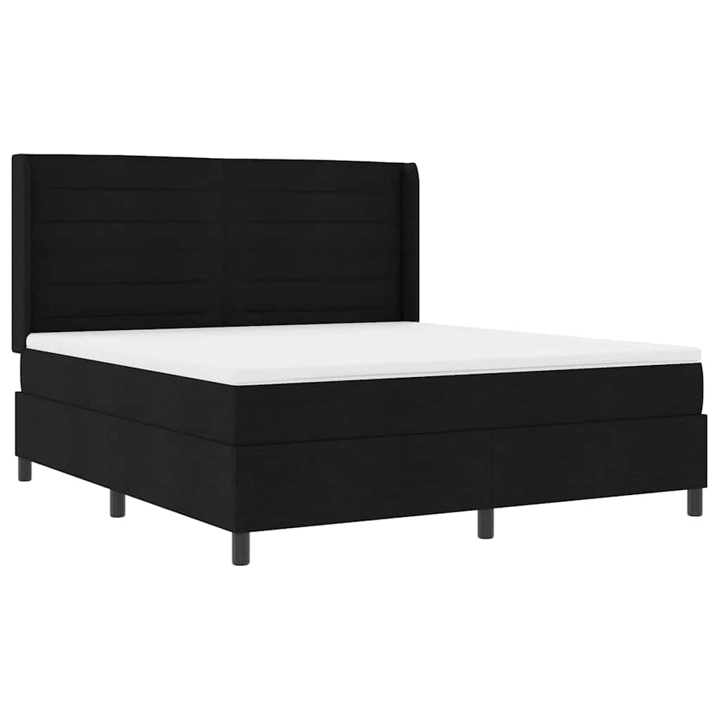 LED Boxspringbett mit Matratze Schwarz 180 x 200 cm Stoff