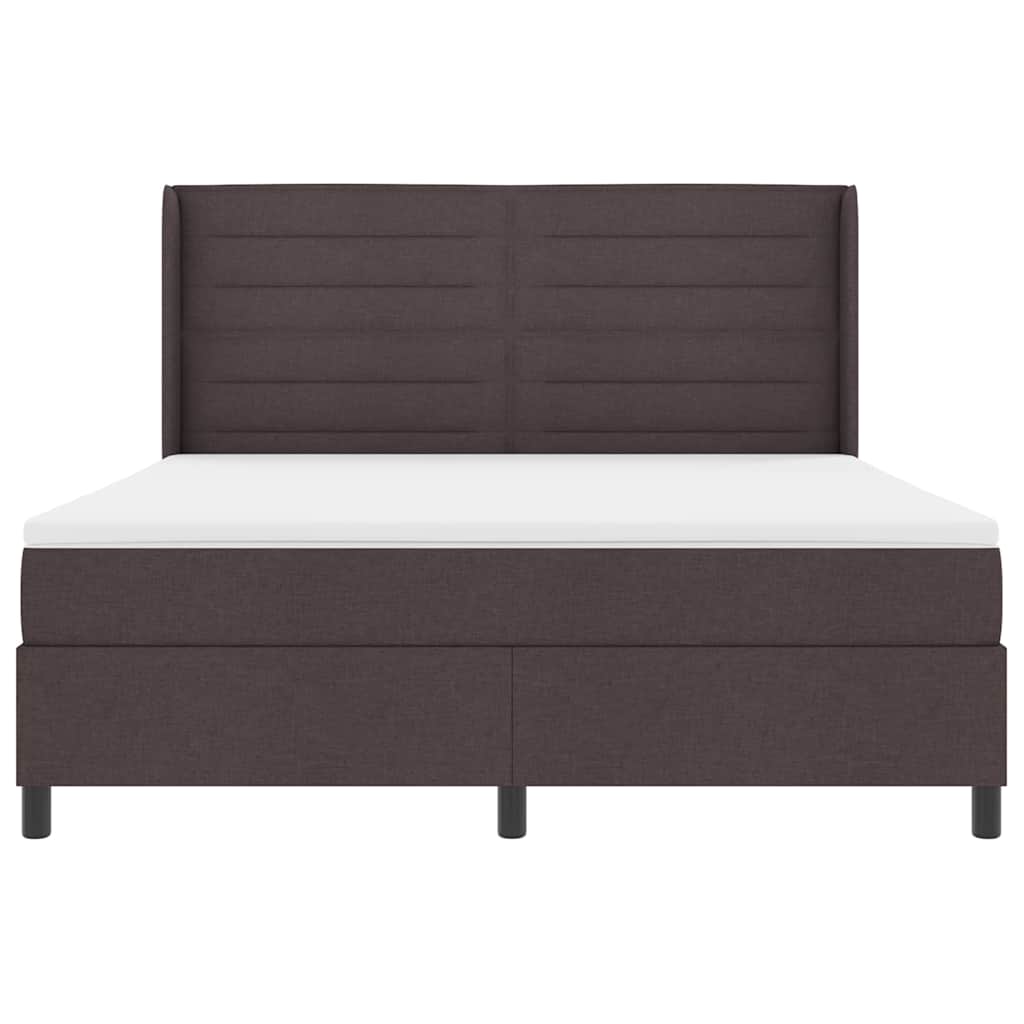 LED Boxspringbett mit Matratze Dunkelbraun 180 x 200 cm Stoff