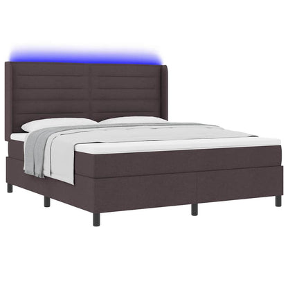 LED Boxspringbett mit Matratze Dunkelbraun 180 x 200 cm Stoff