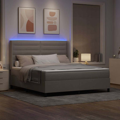 LED Boxspringbett mit Matratze Taupe 180 x 200 cm Stoff