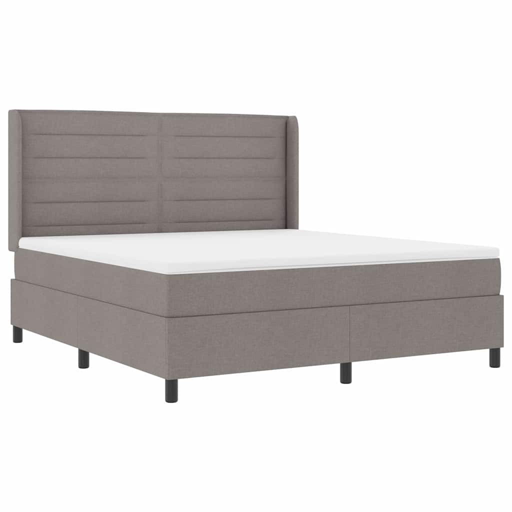 LED Boxspringbett mit Matratze Taupe 180 x 200 cm Stoff
