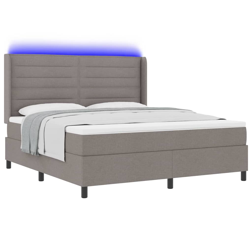 LED Boxspringbett mit Matratze Taupe 180 x 200 cm Stoff