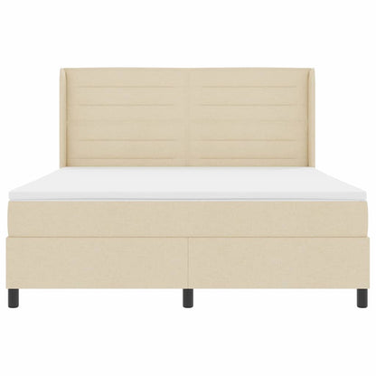 LED Boxspringbett mit Matratze Creme 180 x 200 cm Stoff