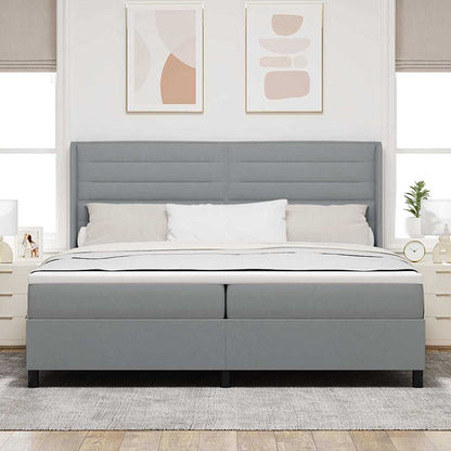 vidaXL LED Boxspringbett mit Matratze Hellgrau 200 x 200 cm Stoff