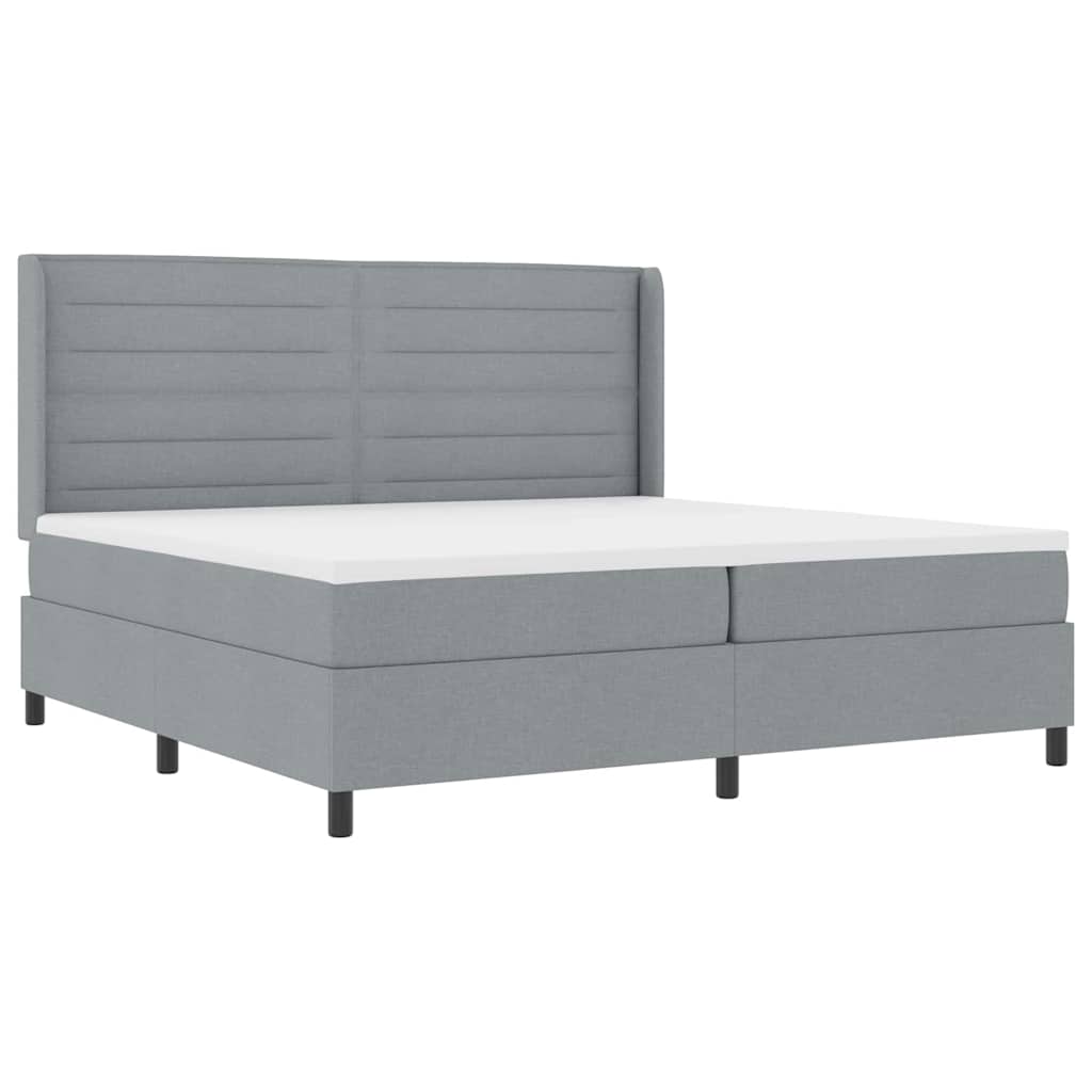 vidaXL LED Boxspringbett mit Matratze Hellgrau 200 x 200 cm Stoff