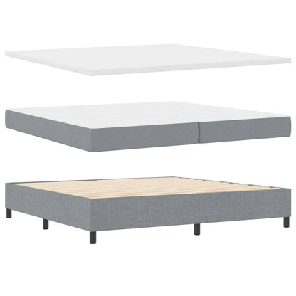 vidaXL LED Boxspringbett mit Matratze Hellgrau 200 x 200 cm Stoff
