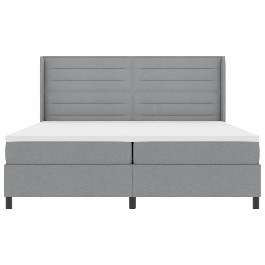 vidaXL LED Boxspringbett mit Matratze Hellgrau 200 x 200 cm Stoff
