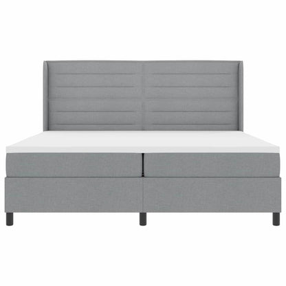 vidaXL LED Boxspringbett mit Matratze Hellgrau 200 x 200 cm Stoff