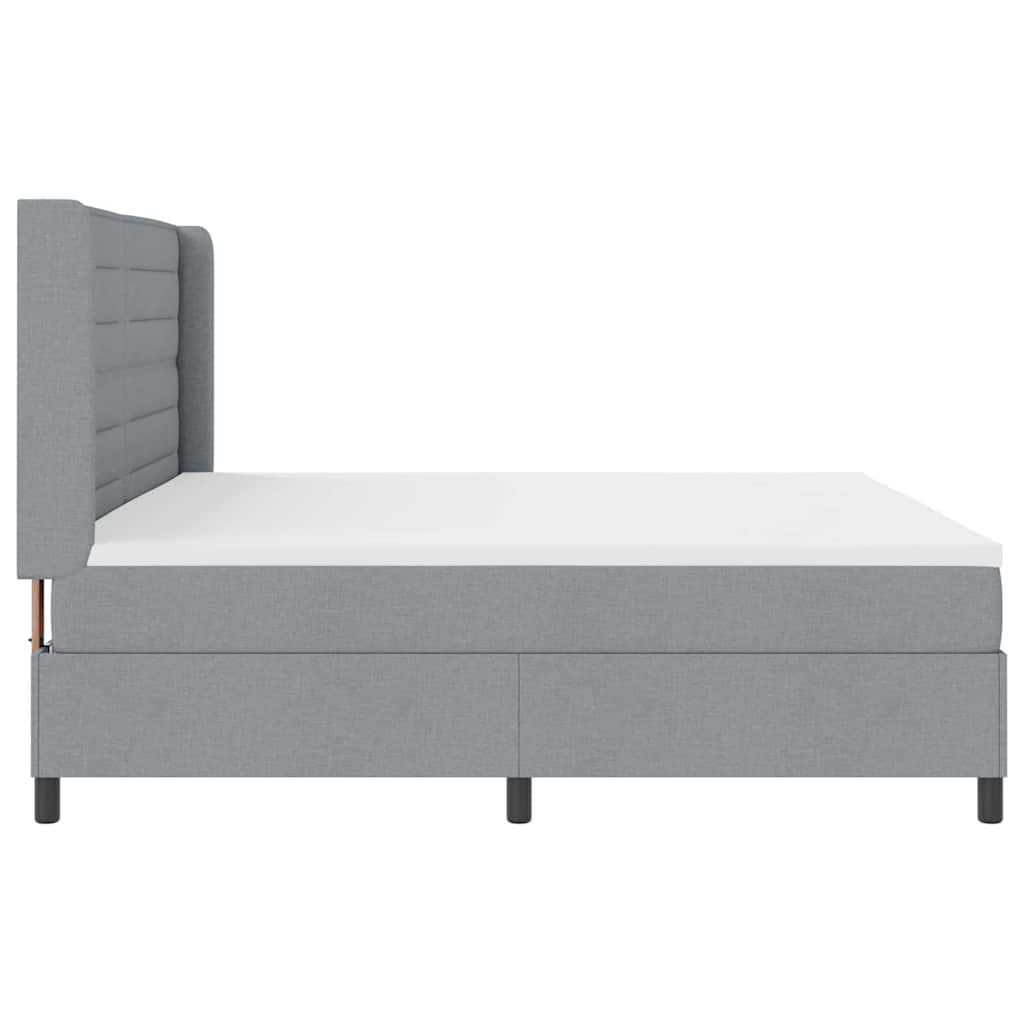 vidaXL LED Boxspringbett mit Matratze Hellgrau 200 x 200 cm Stoff