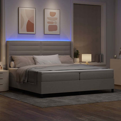 LED Boxspringbett mit Matratze Taupe 200 x 200 cm Stoff