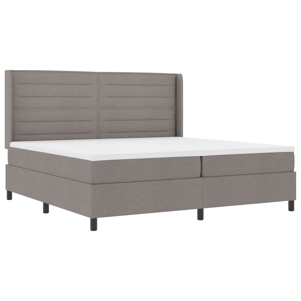 LED Boxspringbett mit Matratze Taupe 200 x 200 cm Stoff