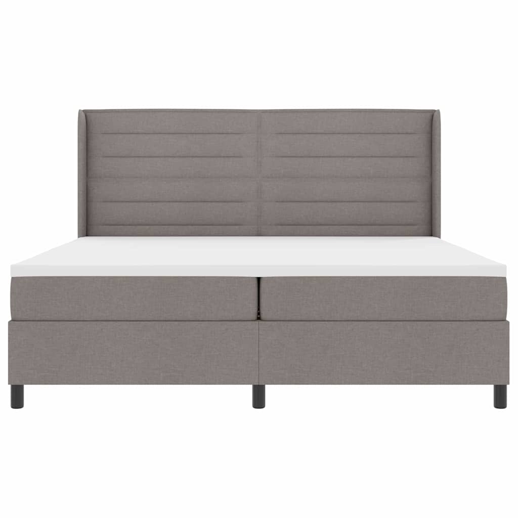 LED Boxspringbett mit Matratze Taupe 200 x 200 cm Stoff