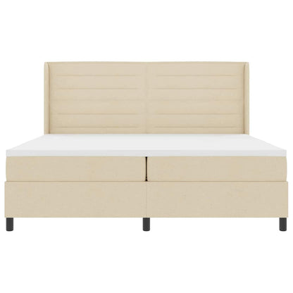 LED Boxspringbett mit Matratze Creme 200 x 200 cm Stoff