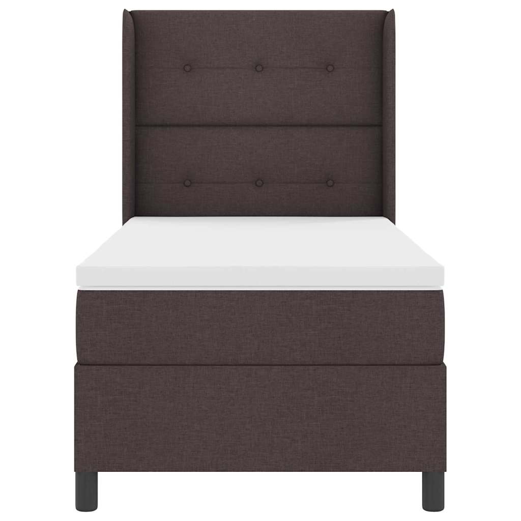 LED Boxspringbett mit Matratze Dunkelbraun 80 x 200 cm Stoff