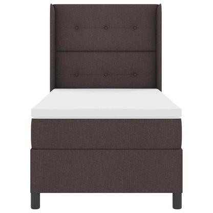 LED Boxspringbett mit Matratze Dunkelbraun 80 x 200 cm Stoff