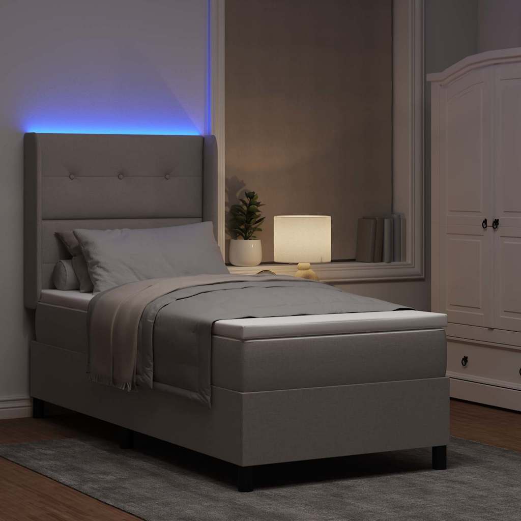LED Boxspringbett mit Matratze Taupe 80 x 200 cm Stoff