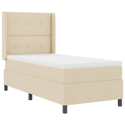 LED Boxspringbett mit Matratze Creme 80 x 200 cm Stoff