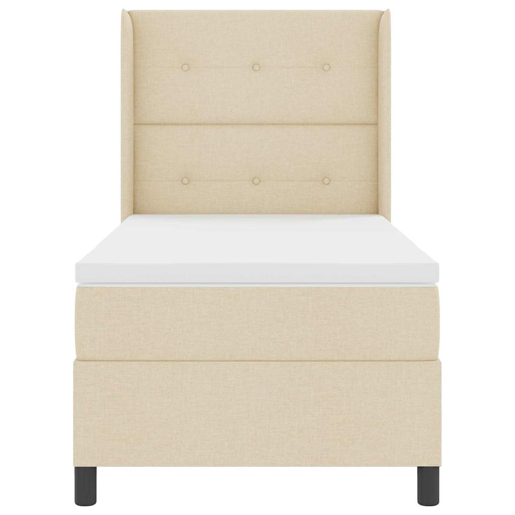 LED Boxspringbett mit Matratze Creme 80 x 200 cm Stoff