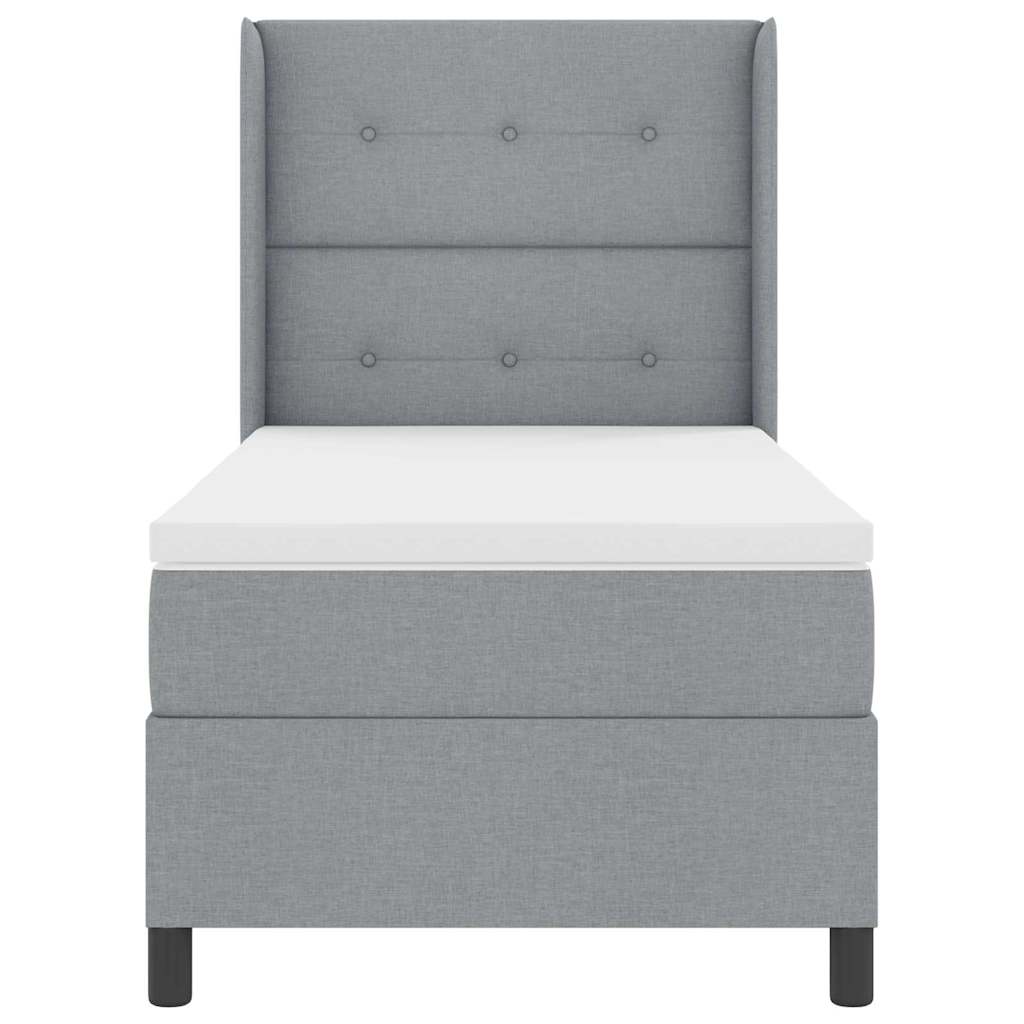 LED Boxspringbett mit Matratze Hellgrau 90 x 200 cm Stoff