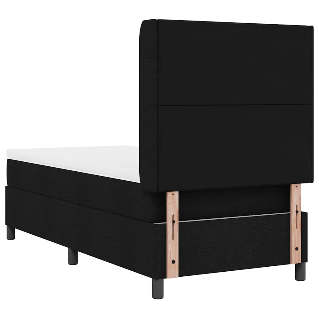vidaXL LED Boxspringbett mit Matratze Schwarz 100 x 200 cm Stoff