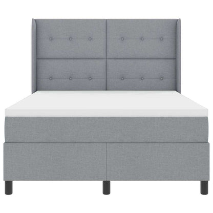 LED Boxspringbett mit Matratze Hellgrau 140 x 190 cm Stoff