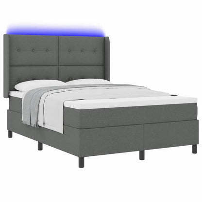 LED Boxspringbett mit Matratze Dunkelgrau 140 x 190 cm Stoff